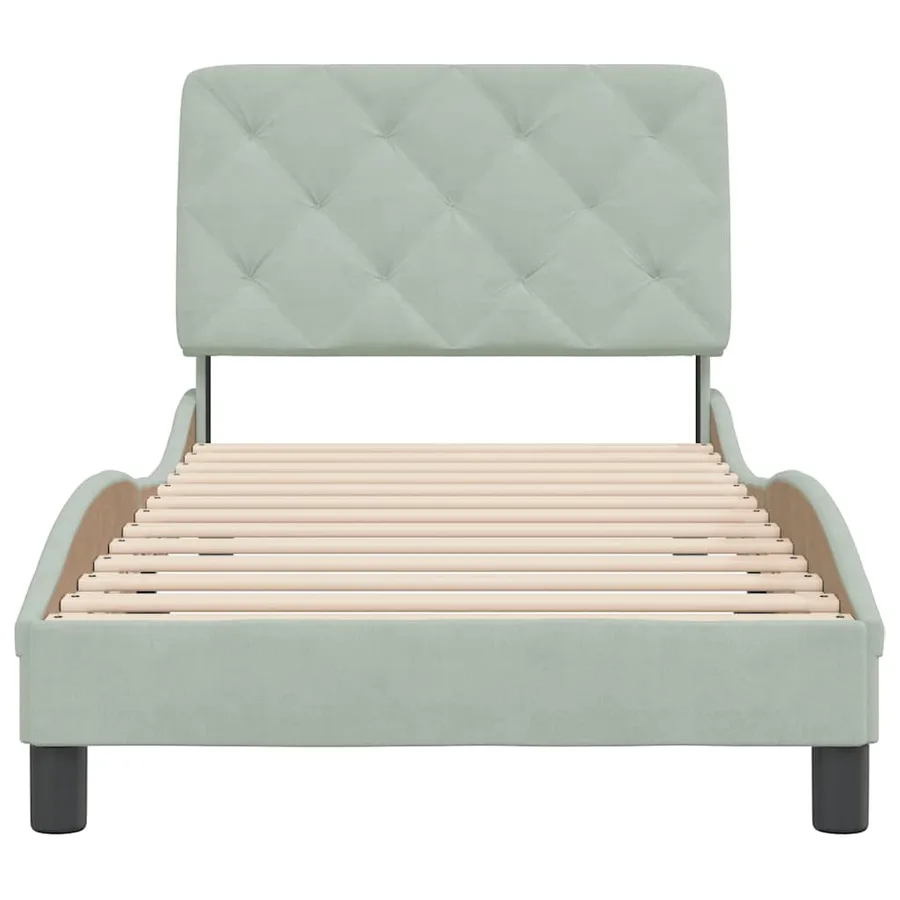 Cadre de lit sans matelas gris clair 90x190 cm velours - 5
