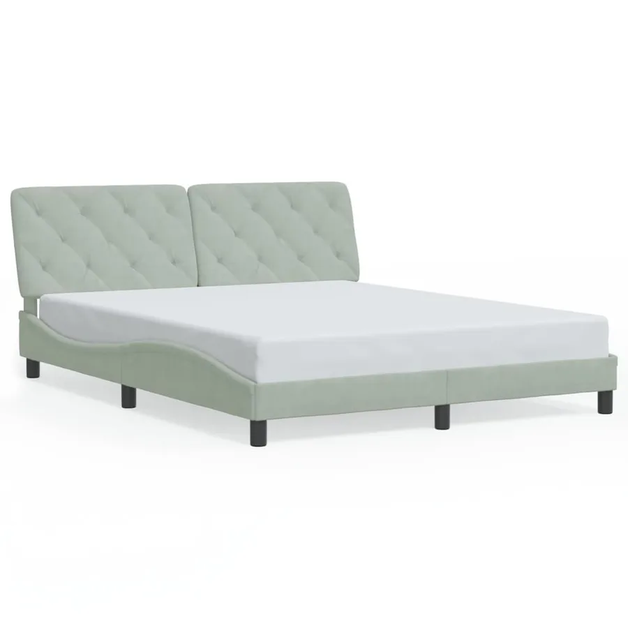 Cadre de lit avec LED sans matelas gris clair 160x200cm velours - 5