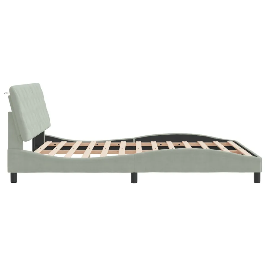 Cadre de lit avec LED sans matelas gris clair 160x200cm velours - 7
