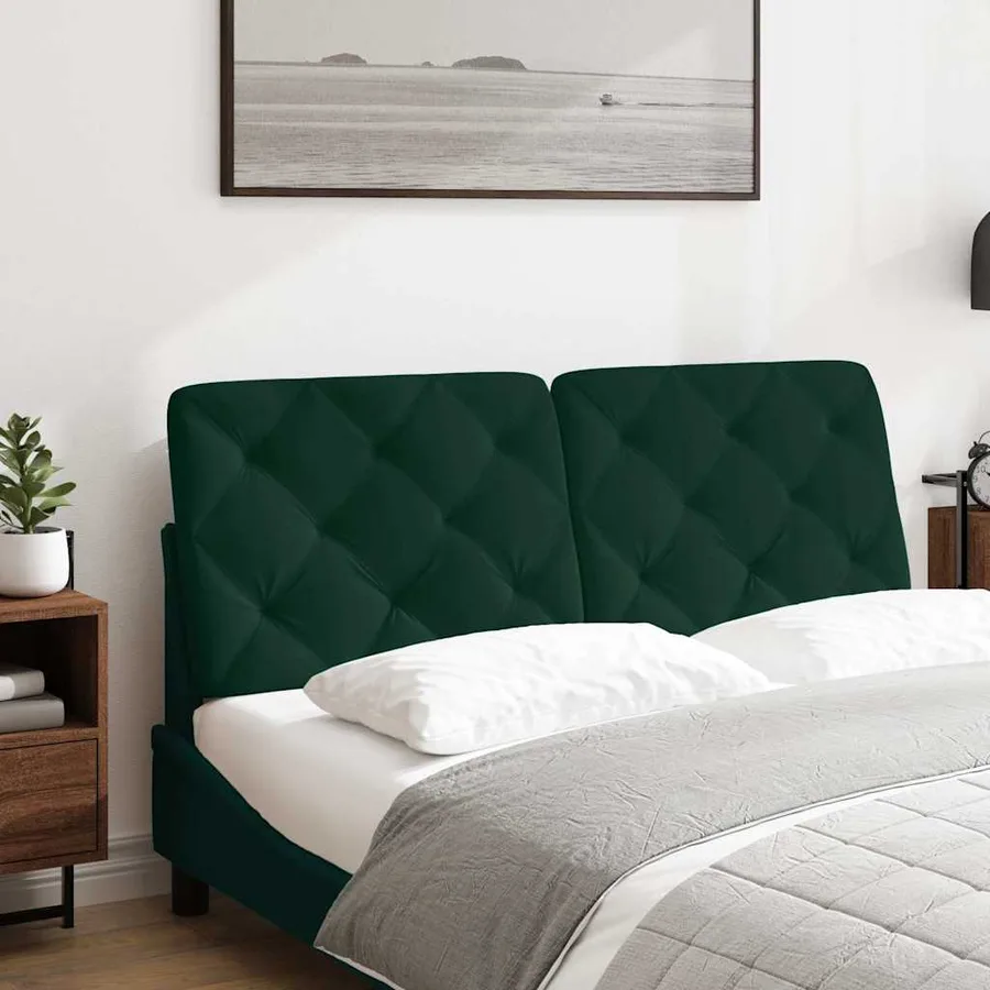 Coussin de tête de lit vert foncé 140 cm velours - 3
