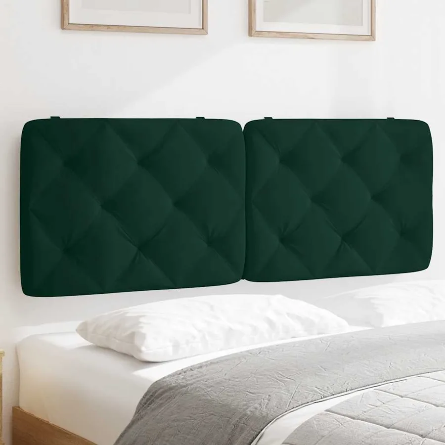Coussin de tête de lit vert foncé 140 cm velours - 4