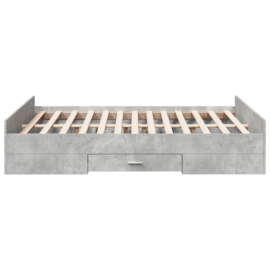 Cadre de lit avec tiroirs sans matelas gris béton 135x190 cm - 5