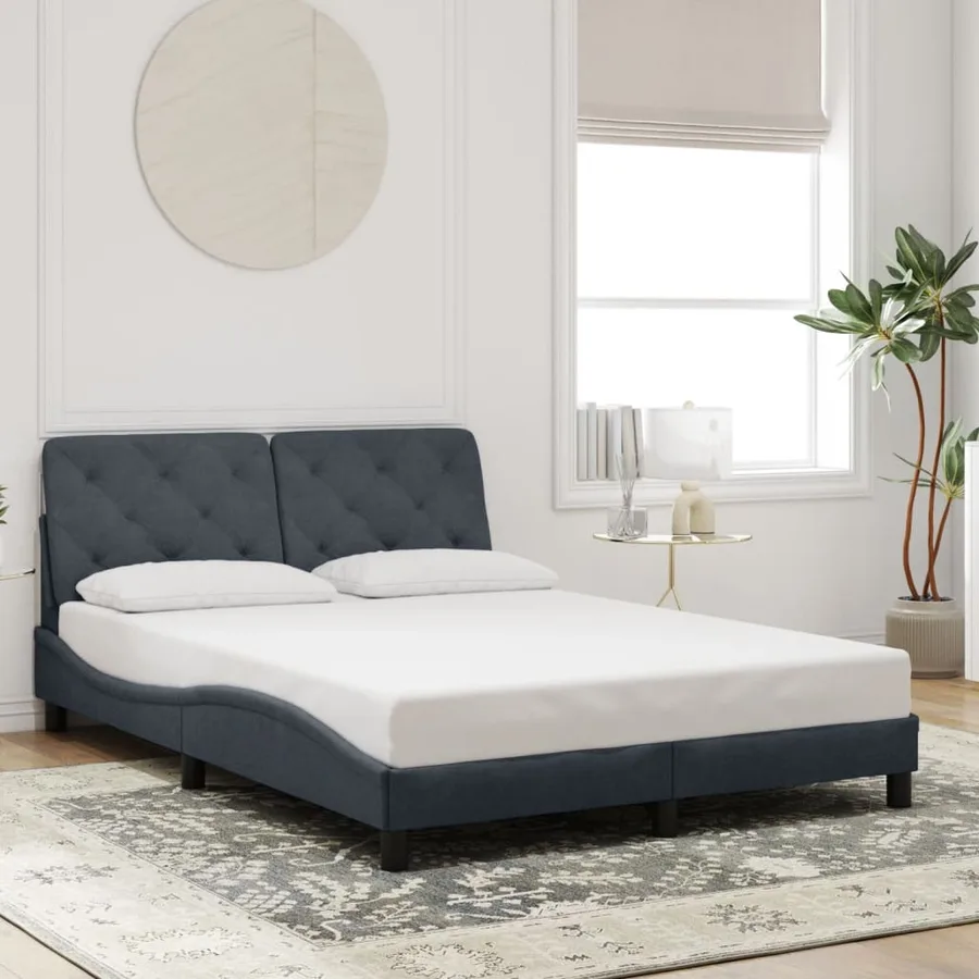 Cadre de lit avec LED sans matelas gris foncé 140x200cm velours - 4