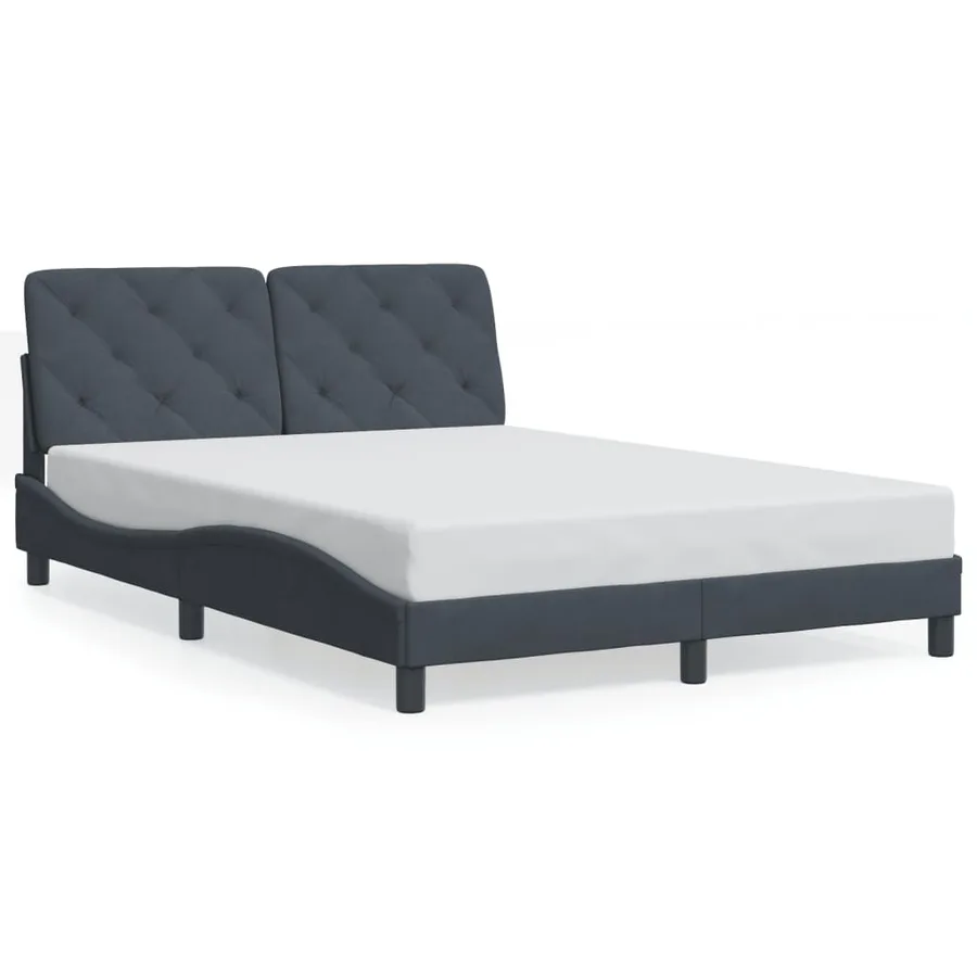 Cadre de lit avec LED sans matelas gris foncé 140x200cm velours - 5