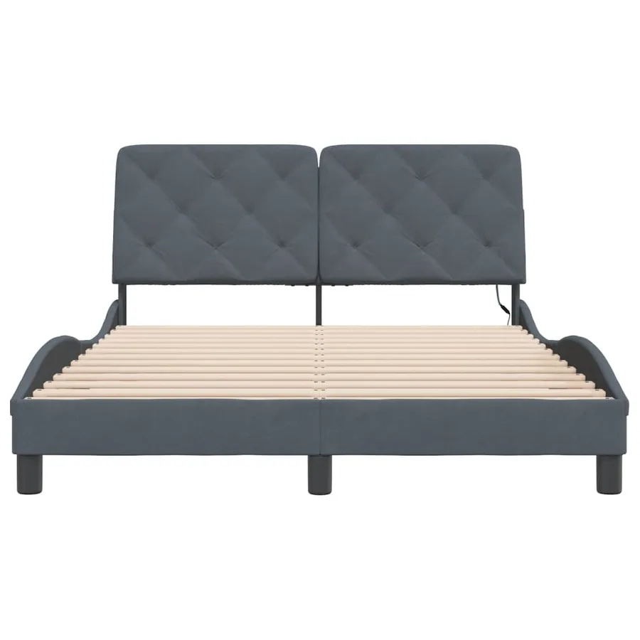 Cadre de lit avec LED sans matelas gris foncé 140x200cm velours - 6
