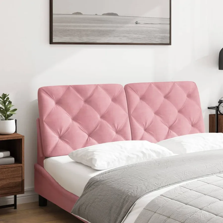 Coussin de tête de lit rose 140 cm velours - 3