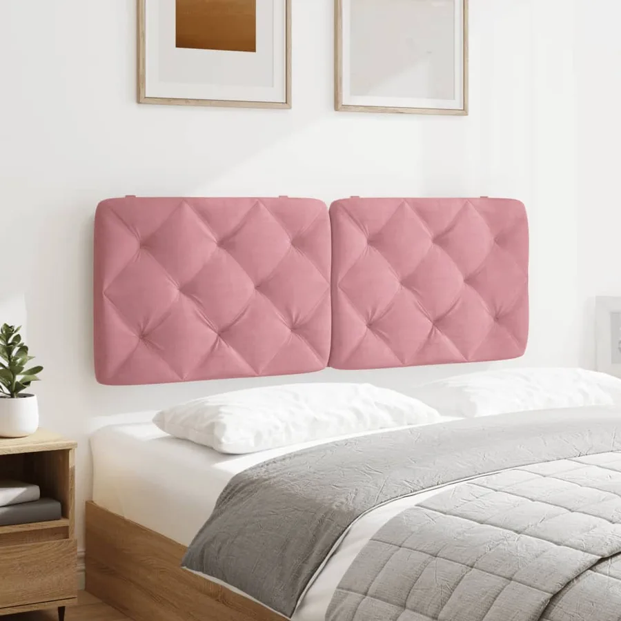 Coussin de tête de lit rose 140 cm velours - 4
