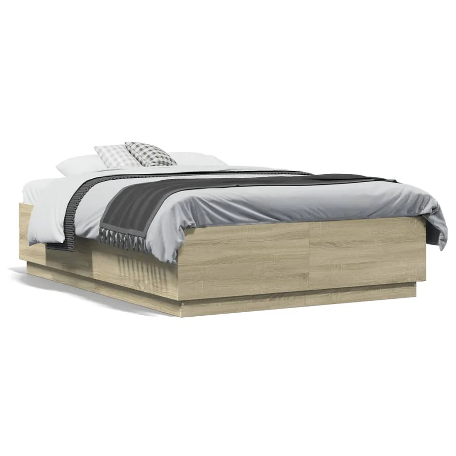 Cadre de lit avec LED sans matelas chêne sonoma 135x190 cm - 5