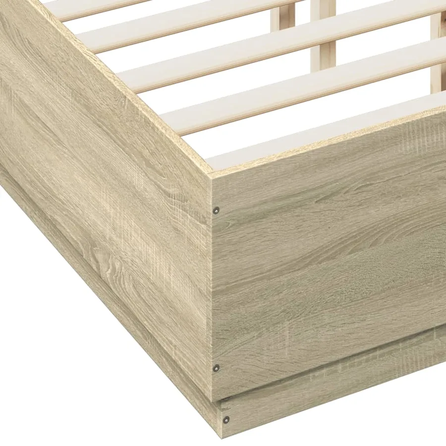 Cadre de lit avec LED sans matelas chêne sonoma 135x190 cm - 9