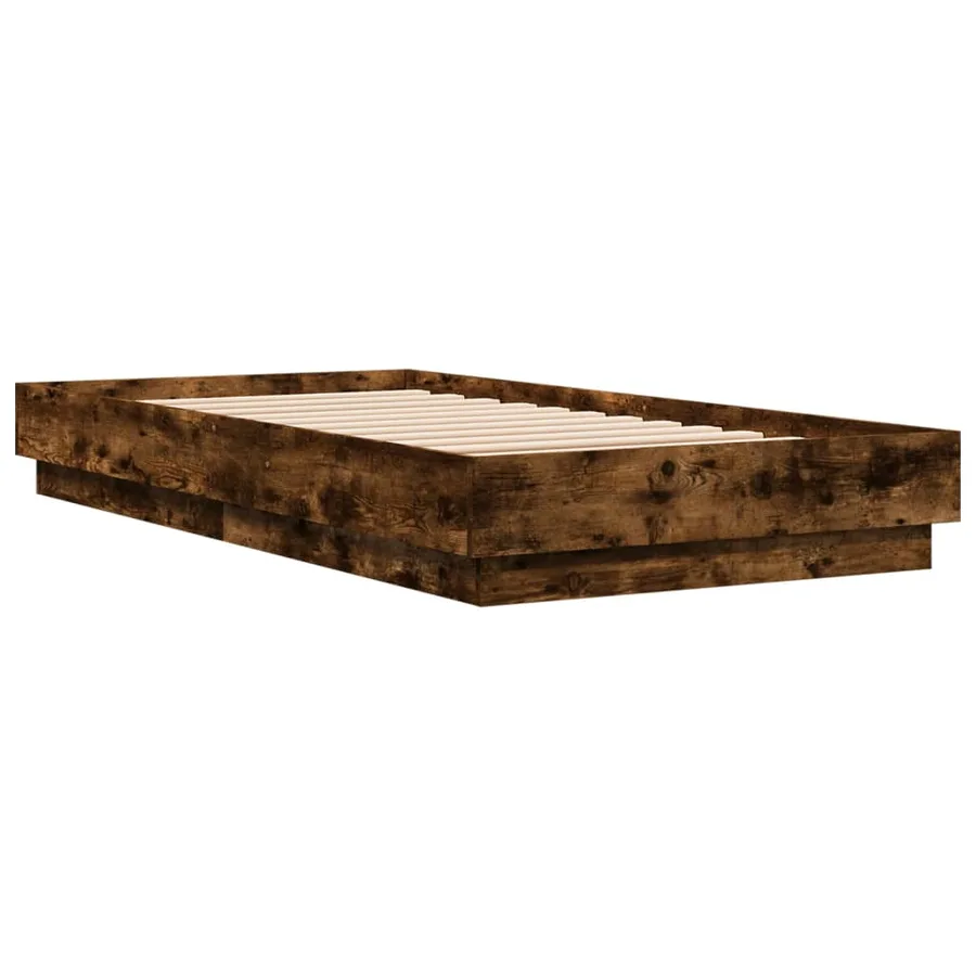 Cadre de lit sans matelas chêne fumé 75x190cm bois d'ingénierie - 3