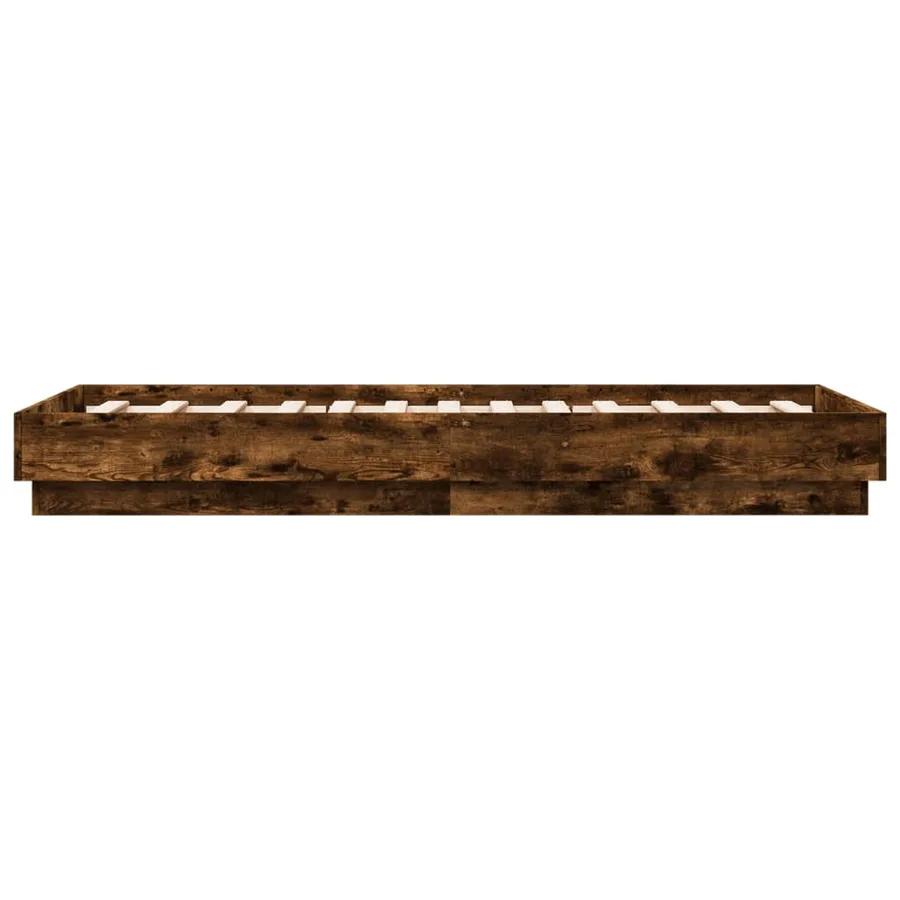 Cadre de lit sans matelas chêne fumé 75x190cm bois d'ingénierie - 5