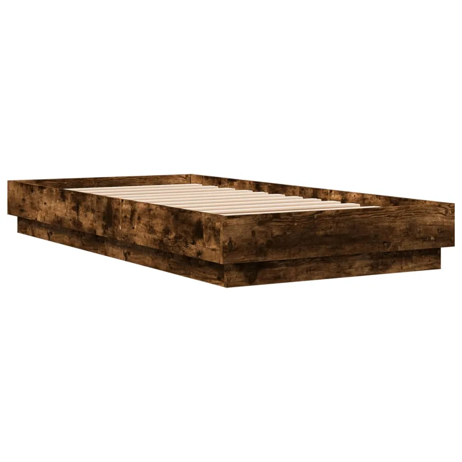 Cadre de lit sans matelas chêne fumé 75x190cm bois d'ingénierie - 6