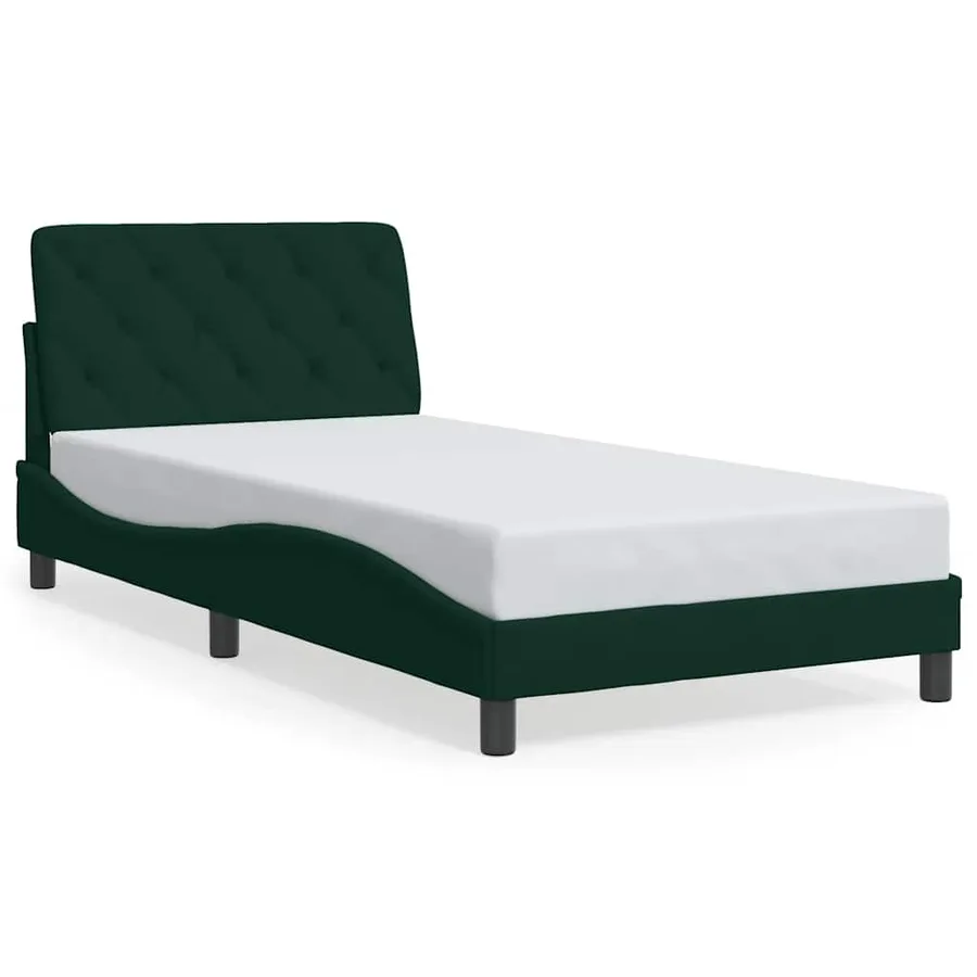 Cadre de lit avec LED sans matelas vert foncé 100x200cm velours - 5