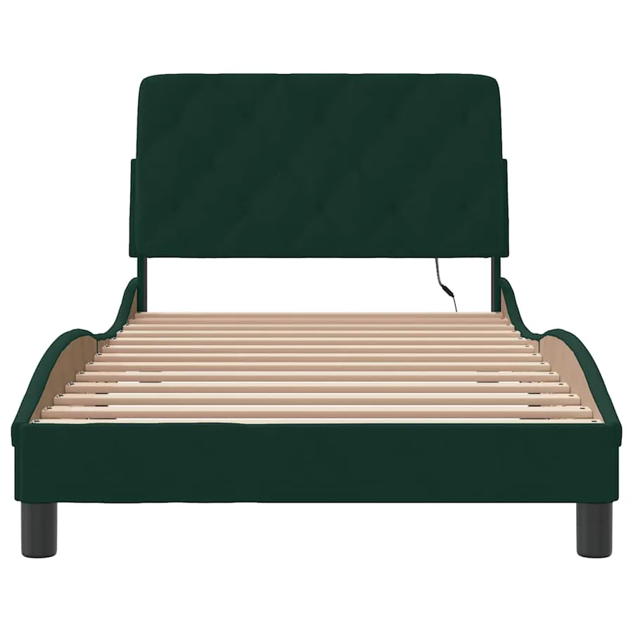 Cadre de lit avec LED sans matelas vert foncé 100x200cm velours - 6