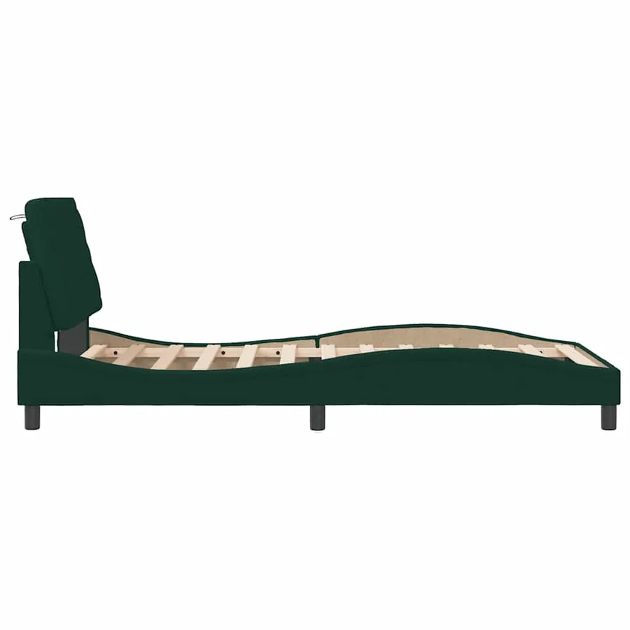 Cadre de lit avec LED sans matelas vert foncé 100x200cm velours - 7