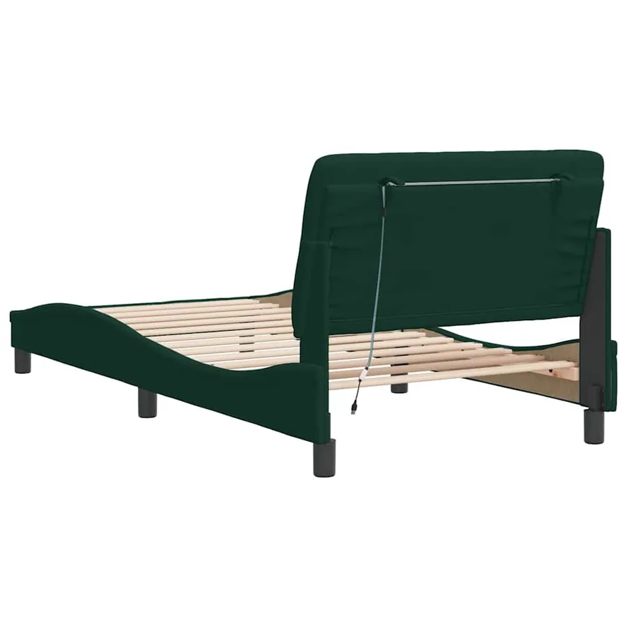 Cadre de lit avec LED sans matelas vert foncé 100x200cm velours - 8