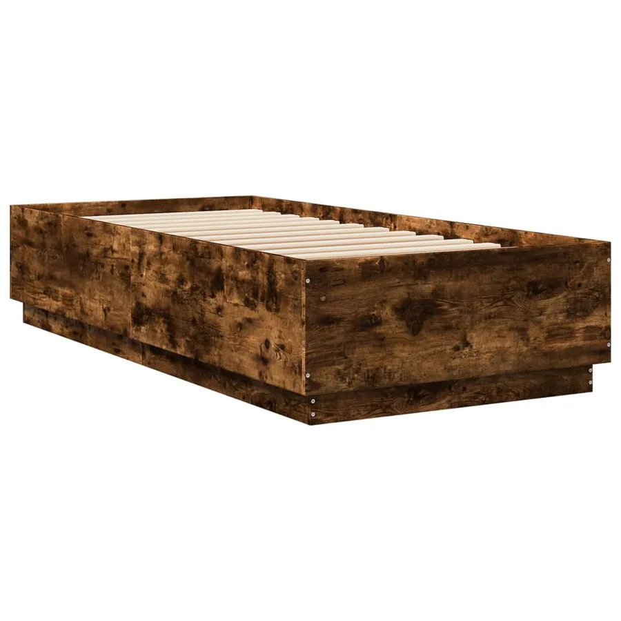 Cadre de lit sans matelas chêne fumé 90x200 cm - 6