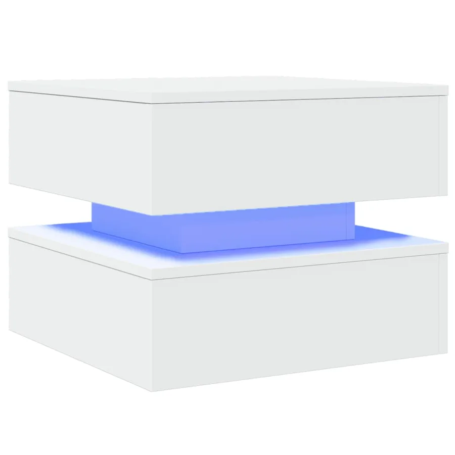 Table basse avec lumières LED blanc 50x50x40 cm - 3