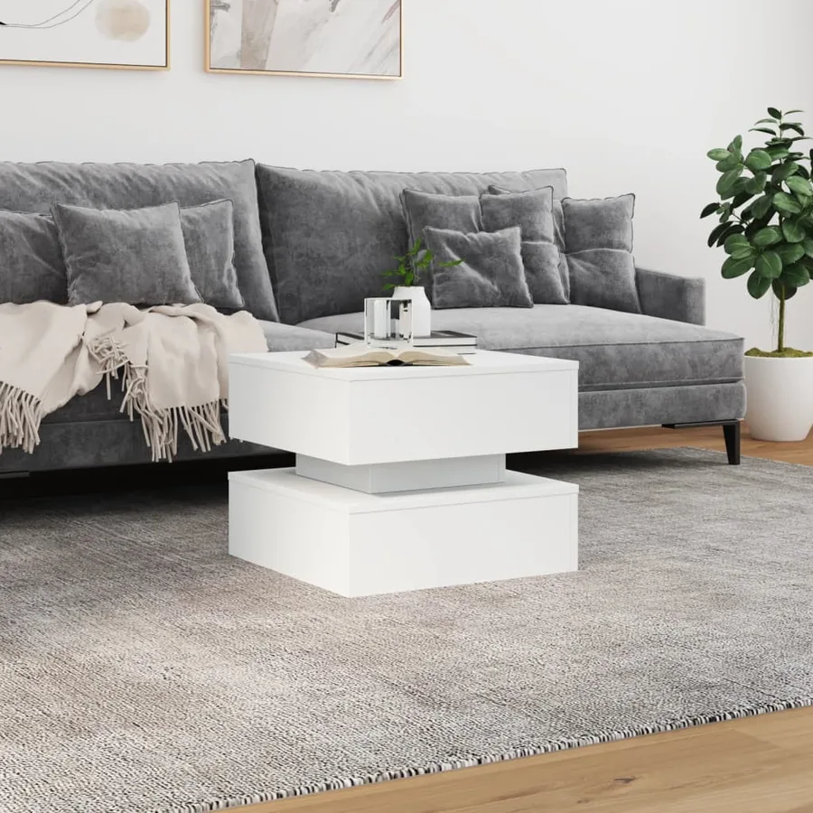 Table basse avec lumières LED blanc 50x50x40 cm - 4