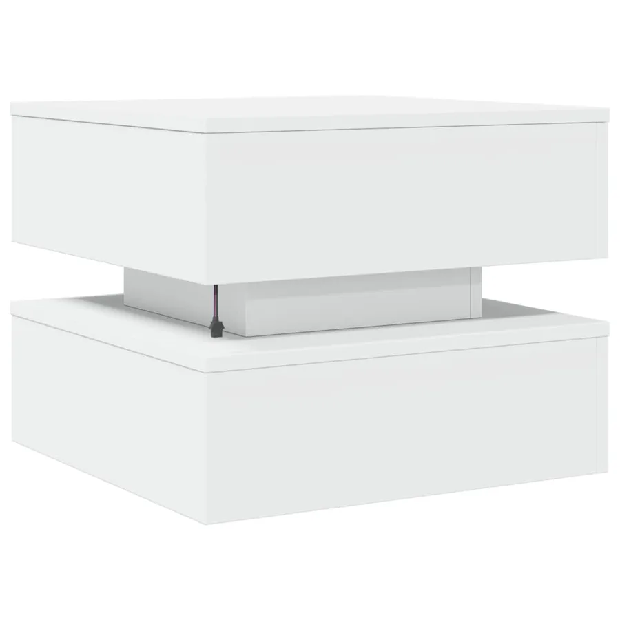 Table basse avec lumières LED blanc 50x50x40 cm - 9
