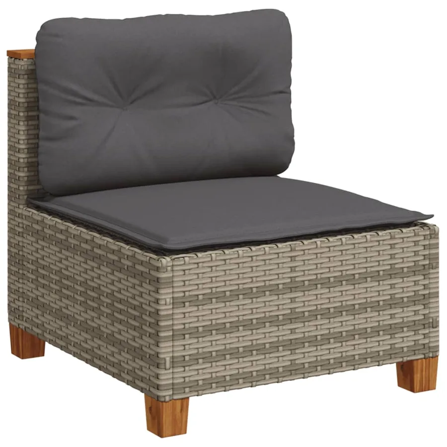 Salon de jardin 11 pcs avec coussins gris résine tressée - 4