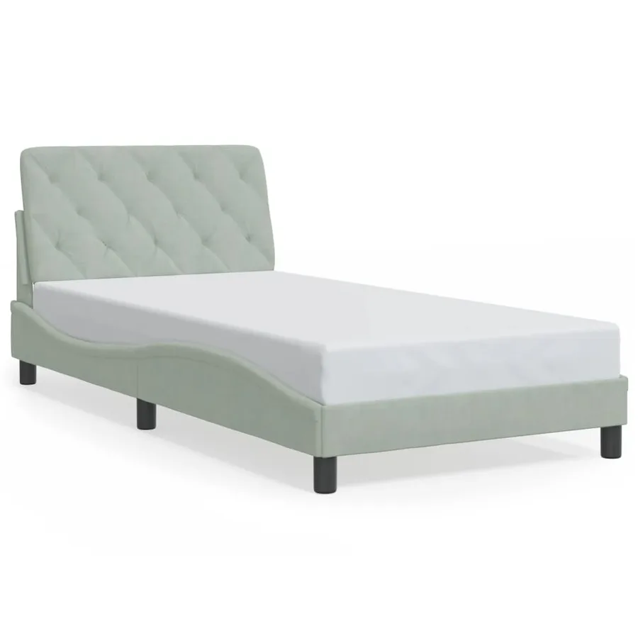 Cadre de lit avec LED sans matelas gris clair 100x200cm velours - 5