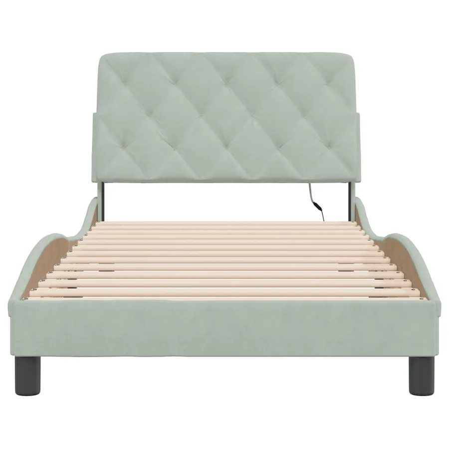 Cadre de lit avec LED sans matelas gris clair 100x200cm velours - 6