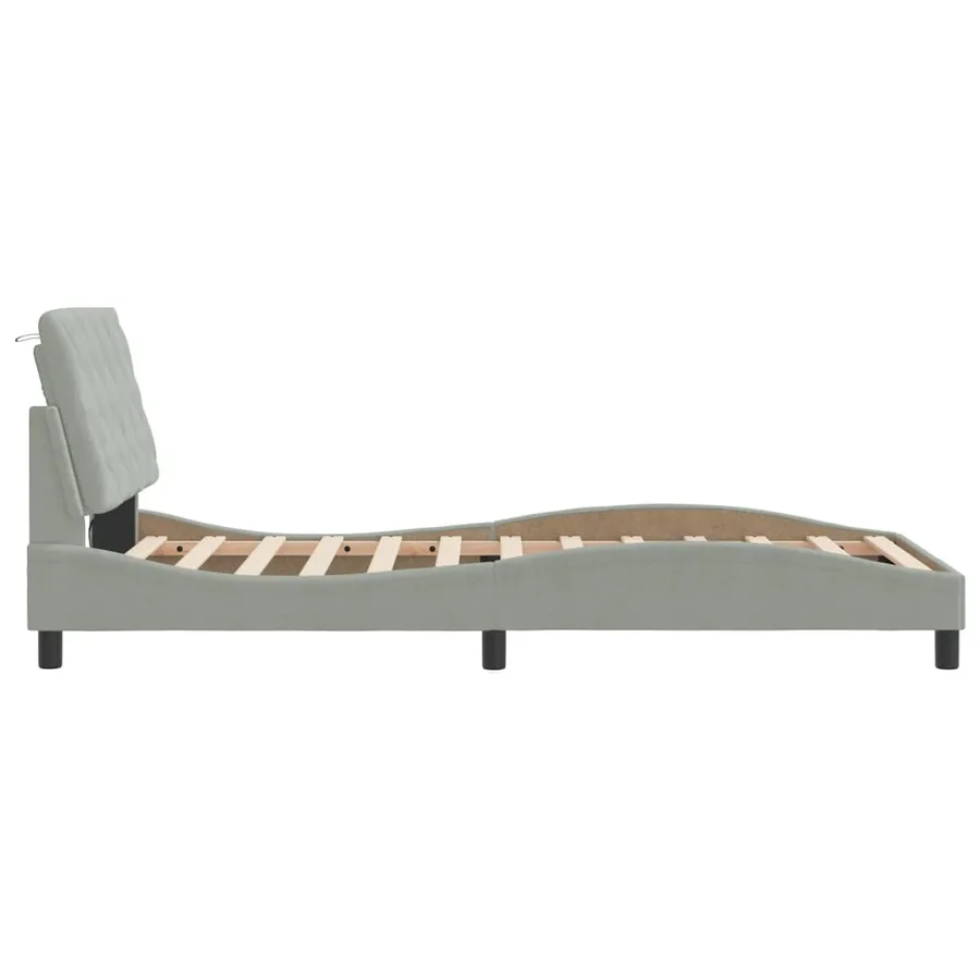Cadre de lit avec LED sans matelas gris clair 100x200cm velours - 7