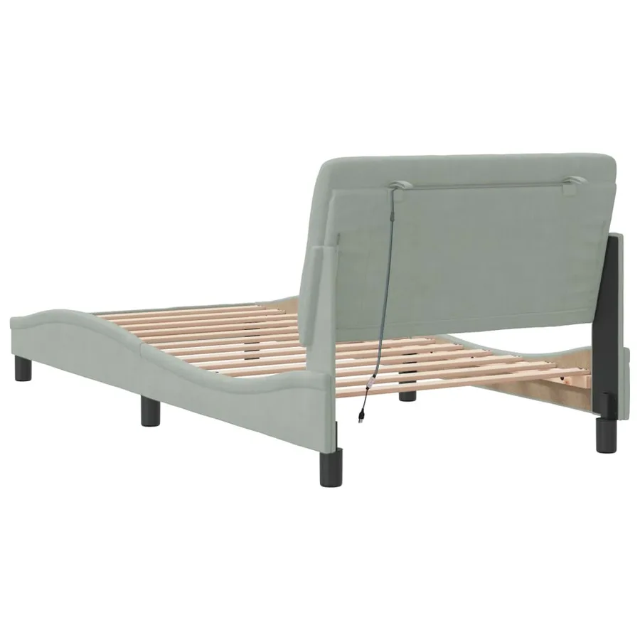 Cadre de lit avec LED sans matelas gris clair 100x200cm velours - 8