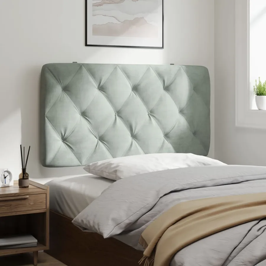 Coussin de tête de lit gris clair 100 cm velours - 3