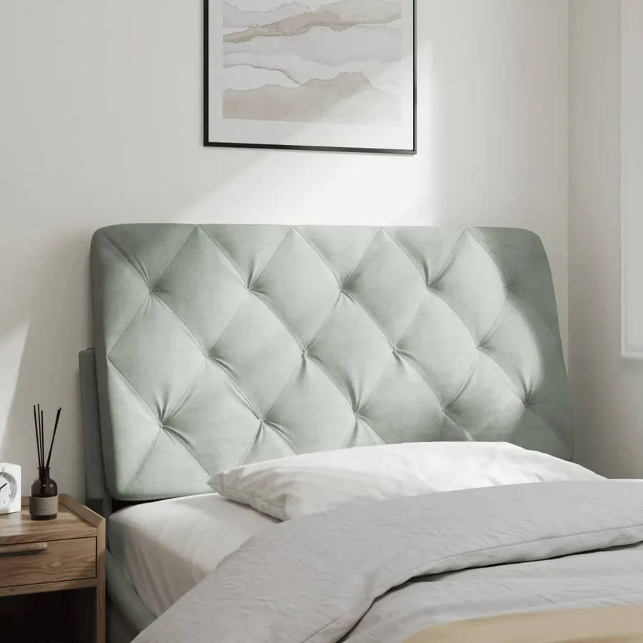 Coussin de tête de lit gris clair 100 cm velours - 4