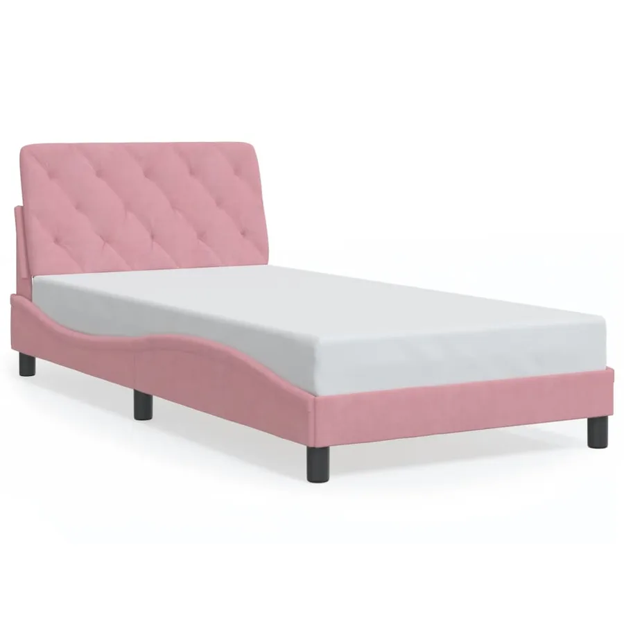 Cadre de lit avec LED sans matelas rose 100x200 cm velours - 5
