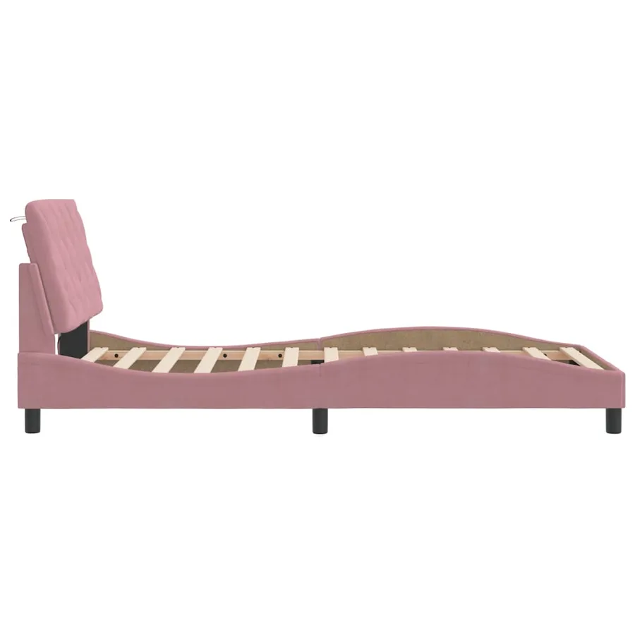 Cadre de lit avec LED sans matelas rose 100x200 cm velours - 7