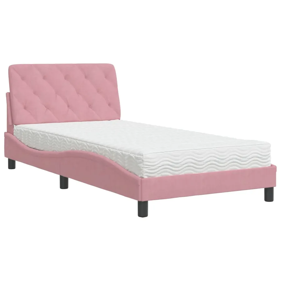 Lit avec matelas rose 100x200 cm velours - 2
