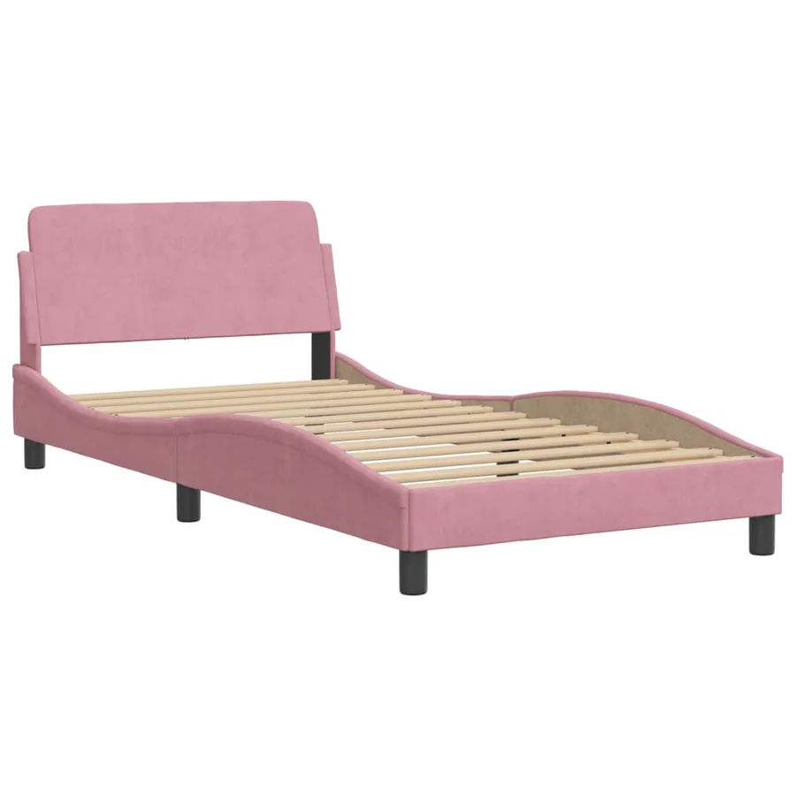 Lit avec matelas rose 100x200 cm velours - 4