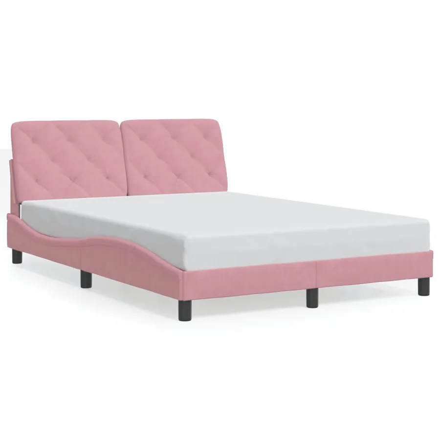 Cadre de lit avec LED sans matelas rose 140x190cm velours - 5