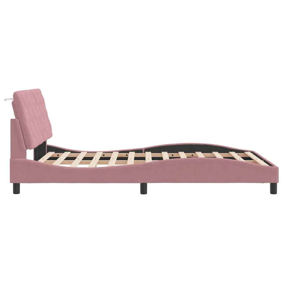 Cadre de lit avec LED sans matelas rose 140x190cm velours - 7
