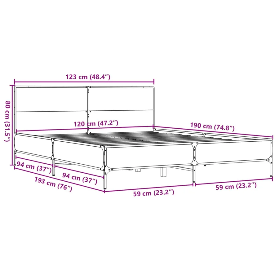 Cadre de lit sans matelas chêne marron 120x190 cm - 9