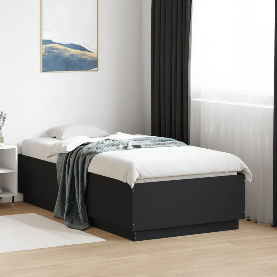 Cadre de lit sans matelas noir 90x190 cm