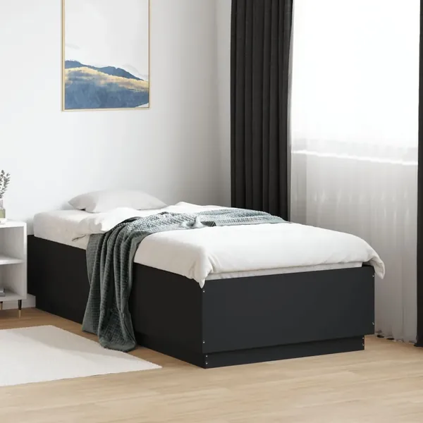 Cadre de lit sans matelas noir 90x190 cm