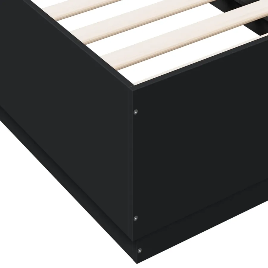 Cadre de lit sans matelas noir 90x190 cm - 7