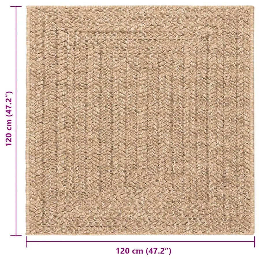 Tapis ZIZUR 120x120 cm aspect de jute intérieur et extérieur - 8