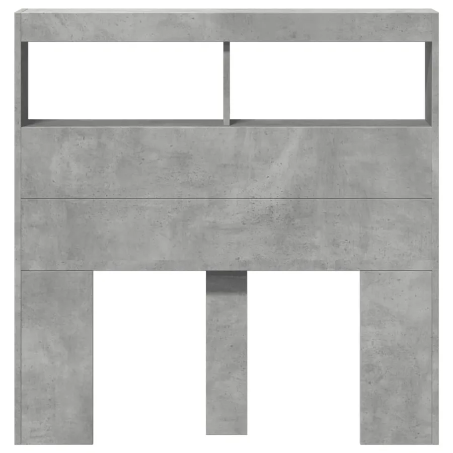 Armoire tête de lit avec LED gris béton 100x17x102 cm - 6