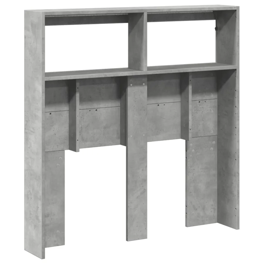 Armoire tête de lit avec LED gris béton 100x17x102 cm - 8