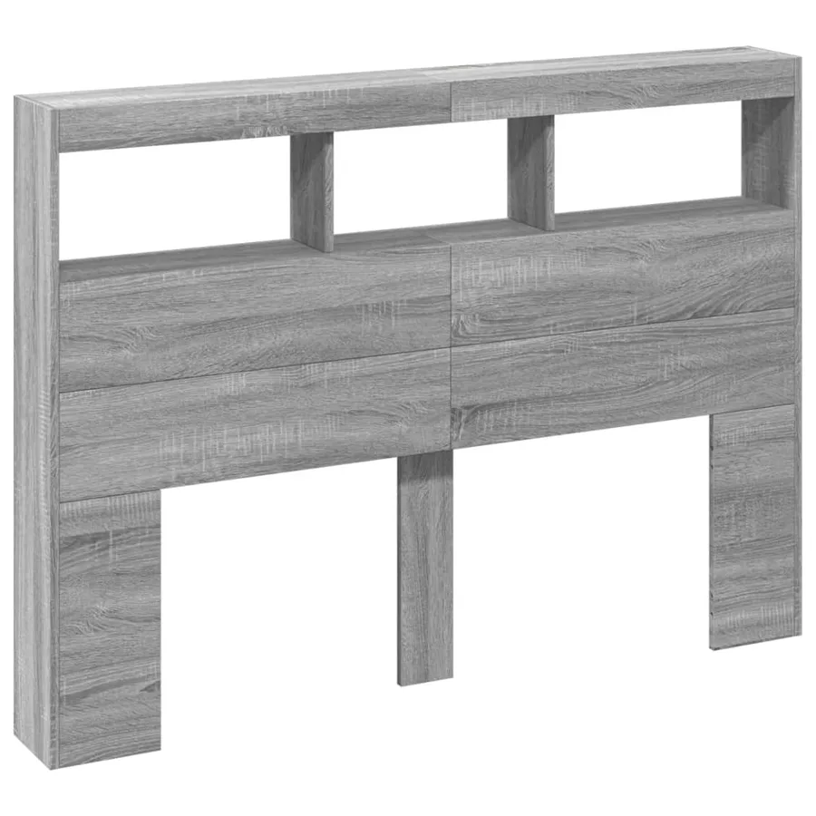 Armoire tête de lit avec LED sonoma gris 140x17x102 cm - 3