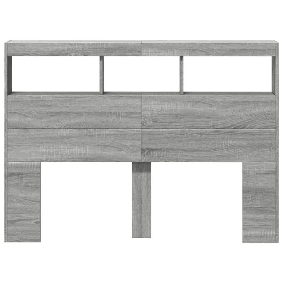 Armoire tête de lit avec LED sonoma gris 140x17x102 cm - 6