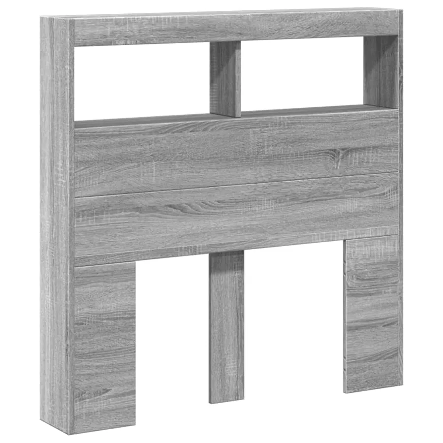 Armoire tête de lit avec LED sonoma gris 100x17x102 cm - 3