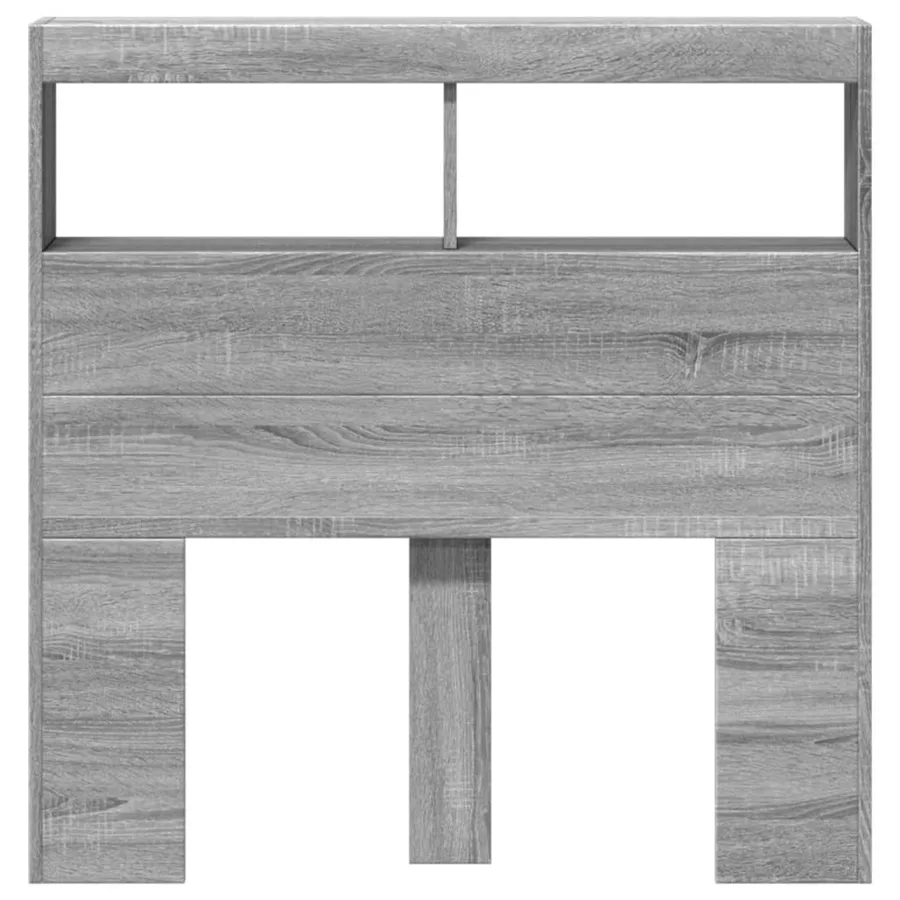 Armoire tête de lit avec LED sonoma gris 100x17x102 cm - 6