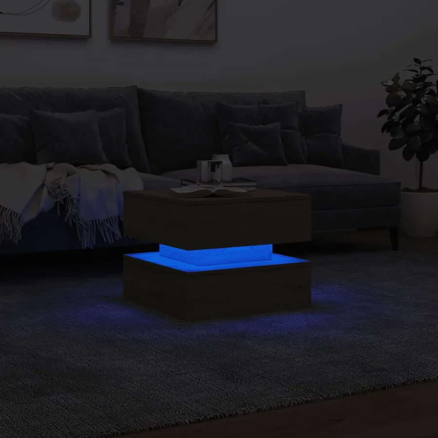 Table basse avec lumières LED chêne sonoma 50x50x40 cm - 5
