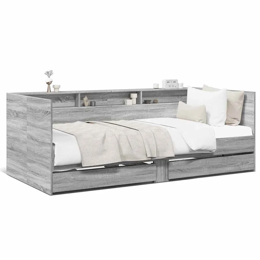 Lit de jour avec tiroirs sans matelas sonoma gris 90x200 cm - 2